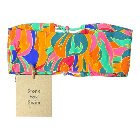 Stone Fox Swim Inez Bandeau Bikini Top in Stained‎ Glass Print XS NWT - Picture 6 of 9